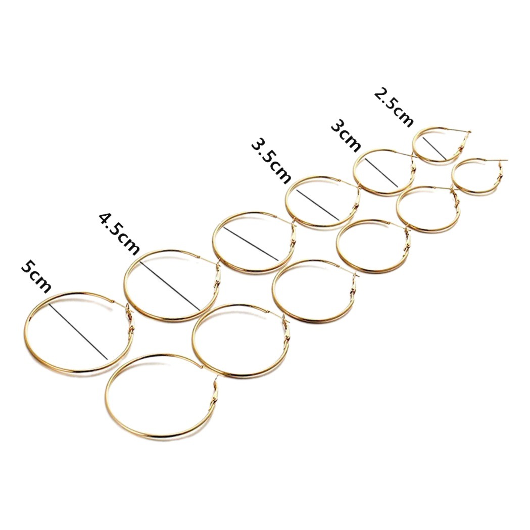 Europeo y americano transfronterizo Venta caliente exagerada 6-par brillante gran círculo pendientes combinación multi-pieza pendientes traje suministro directo de fábrica