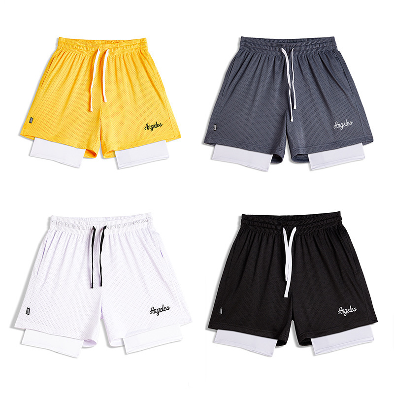 American lined double-layer shorts basketball pants training pants but knee fitness running three-point sports pants men's pants