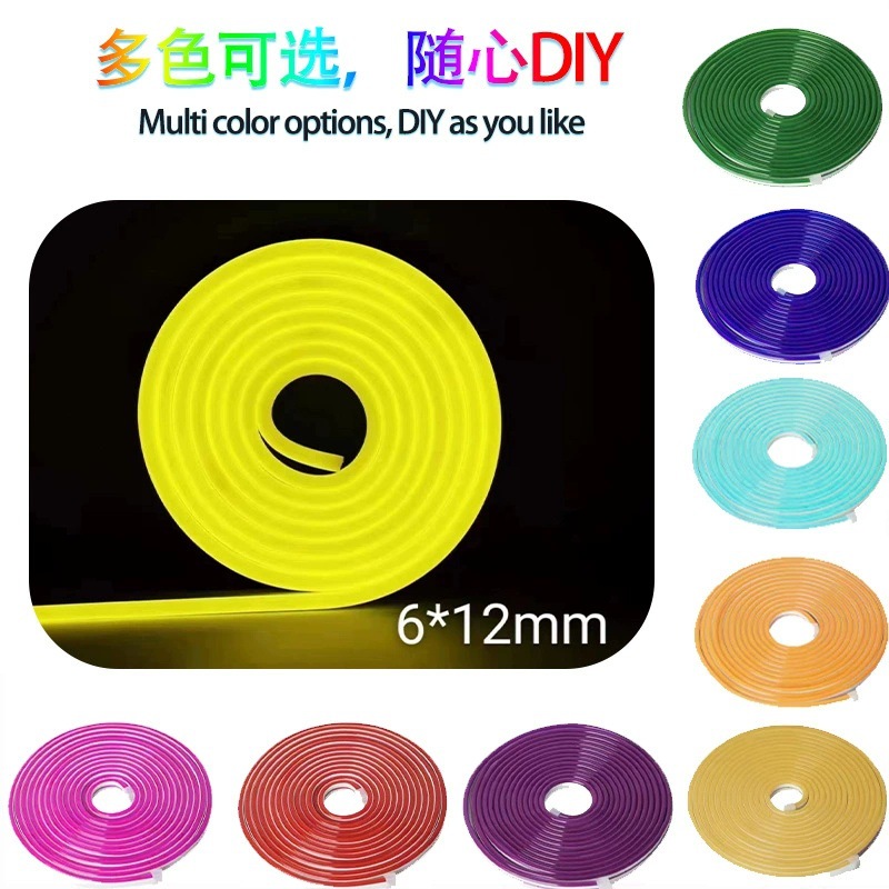 Tira de luz LED de neón 6*12 2835 de un solo color 12V de bajo voltaje, tira de luz de silicona modificada para modelado decorativo, flexible y moldeable
