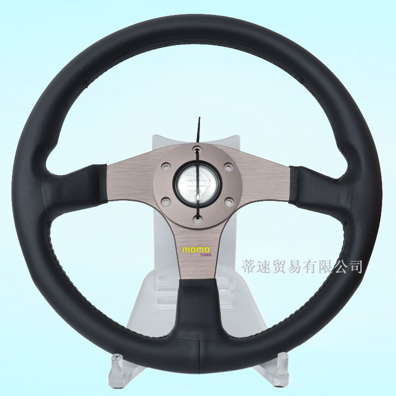 Factory direct sales MOMO modification 14inch TUNER bronze genuine leather racing steering wheel universal flat wheel 350mm
