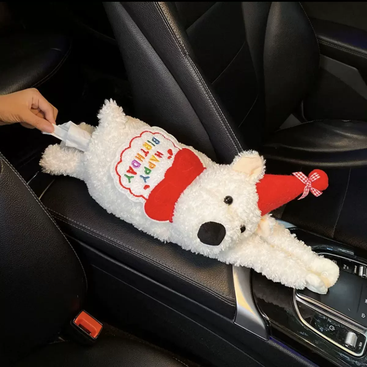 西高地车载抽纸盒餐纸巾盒抽纸盒挂式西高地狗车上西高地抽纸盒