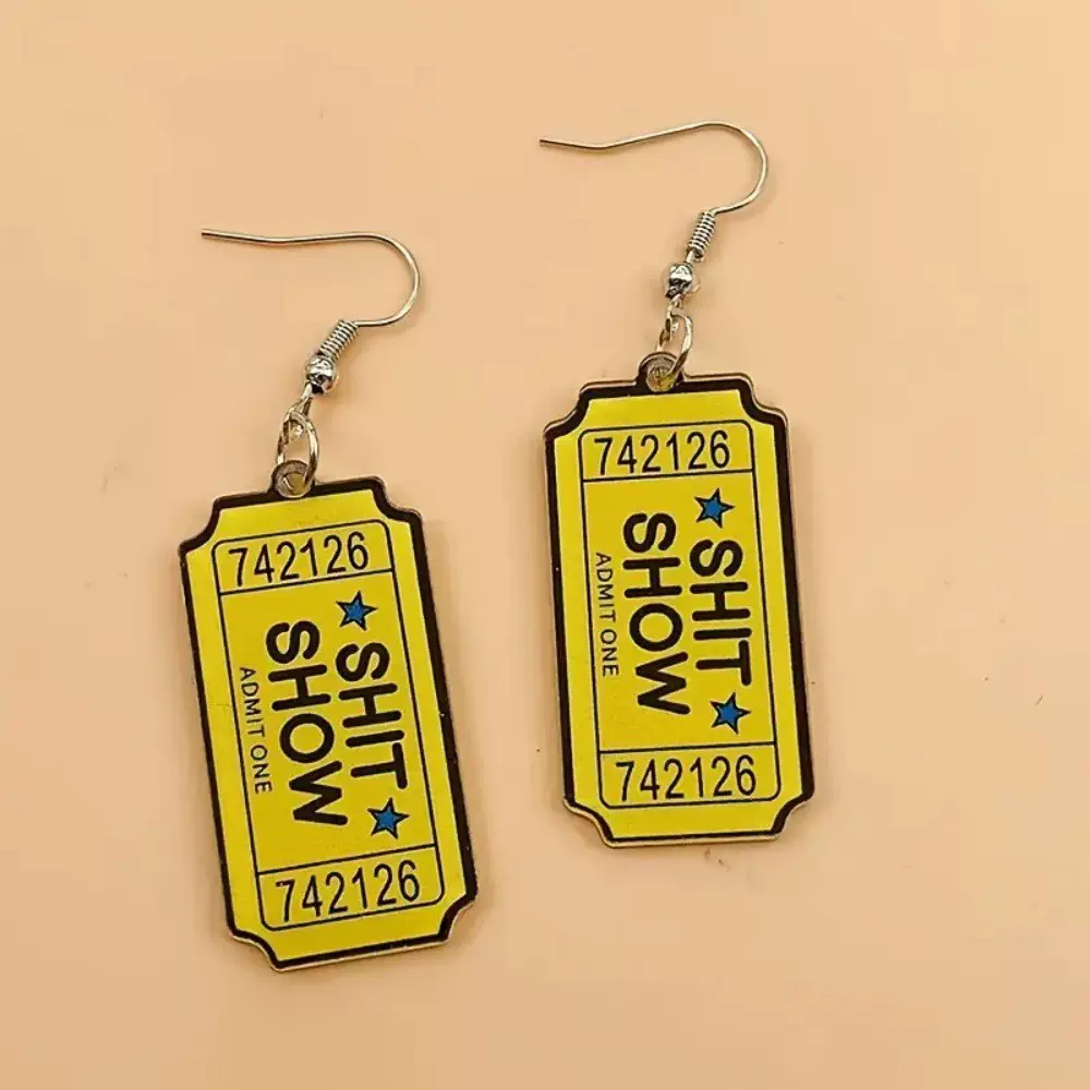 跨境新款字母邮票Shit Show耳坠趣味个性耳环复古波西米亚风耳饰