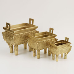 Wholesale Factory Copper Tripod Vase, Brass Tripod Vase, Brass Tripod Vase, Prosperous Century Square Tripod Vase, Home Office Opening Gift