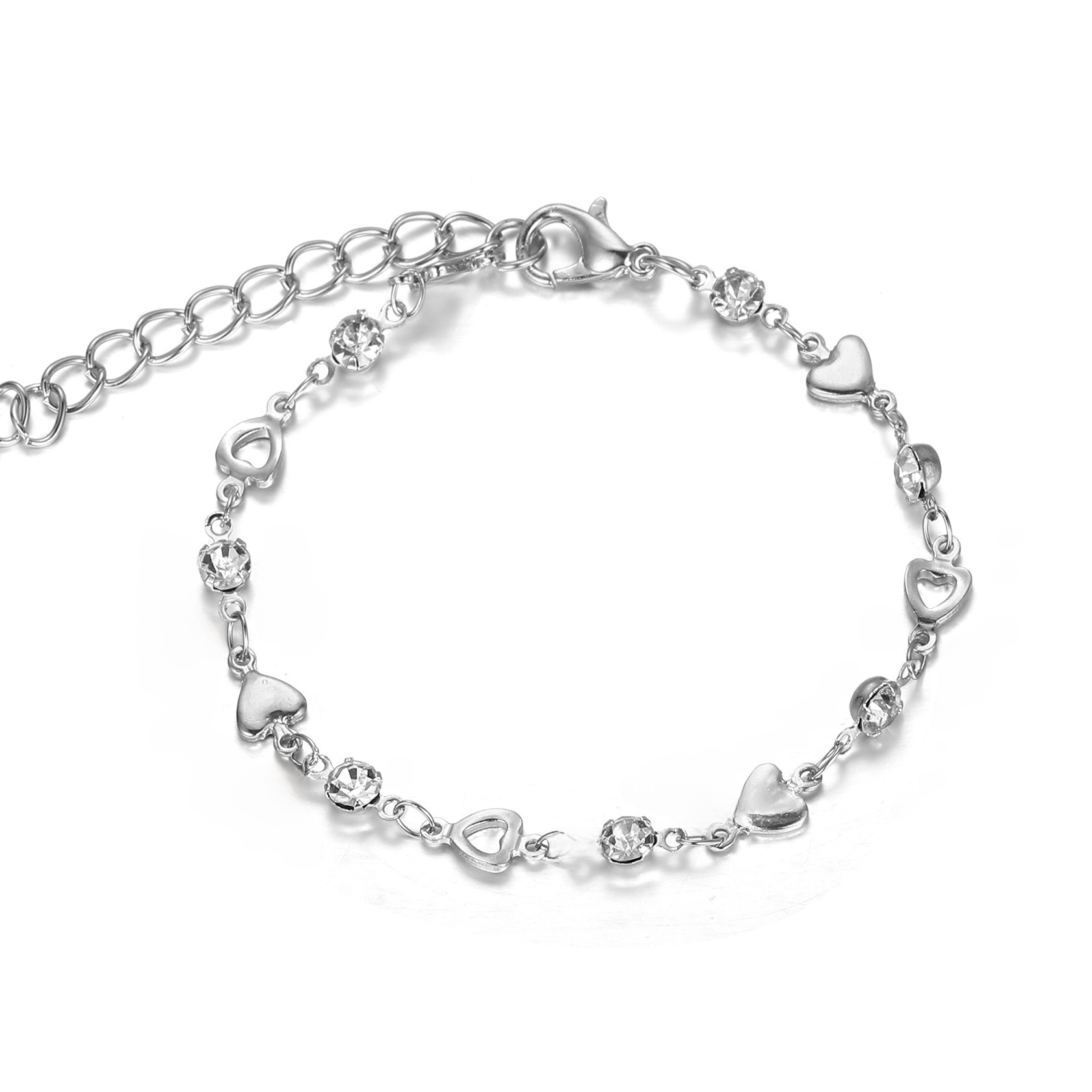 Nuovo stile semplice di fascia alta senso ins stile trendy braccialetto a forma di cuore cavo dolce fresco farfalla zircone braccialetto push-pull_voghion.com