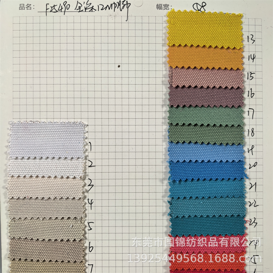 现货供应 全涤12安帆布 2*2全涤厚帆布 服装箱包鞋帽面料