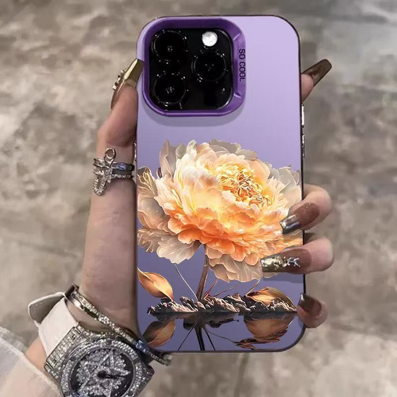 El nuevo Golden Leaf Lotus se aplica a la carcasa del teléfono móvil iphone16 Apple 15promax/14 transfronterizo 13pro12 comercio exterior