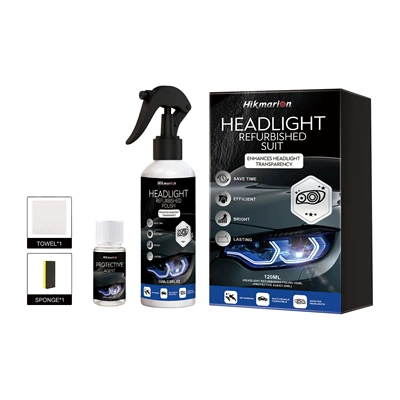 Hikmarion Headlight Refurbishment Kit - Daily Refurbishment, Cleaning, Decontamination, and Brightening Care Agent for Car Headlights (Cleaning/curing agent) - polishing-agent-100ml-protective-agent-20ml-sponge1-towel1