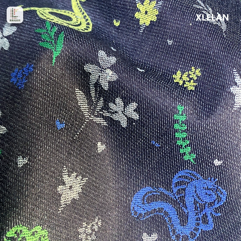 Jacquard denim fabric, cobra pattern, 16S dyed polyester-cotton, non-stretch