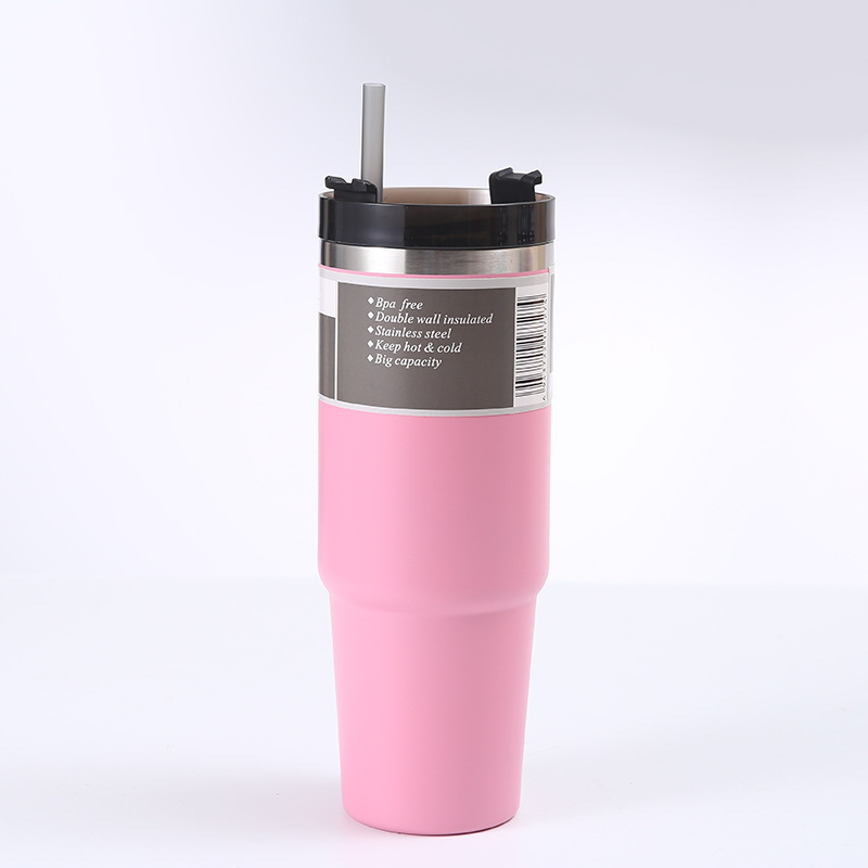 Vacuo transfronterizo 30oz tazas de automóviles de gran capacidad 304 acero inoxidable vacío de automóviles aislamiento frío hielo taza de paja al por mayor
