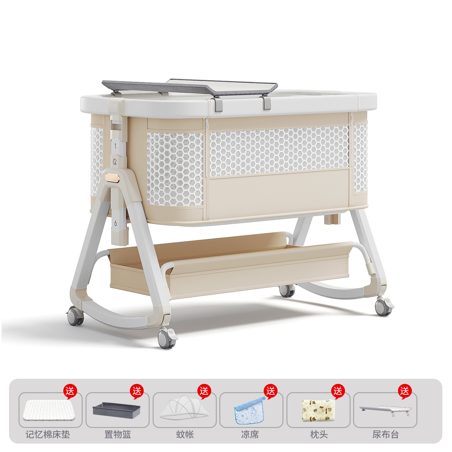 Cama de bebé móvil portátil cuna cama plegable multifuncional BB cama para recién nacidos empalme cama grande