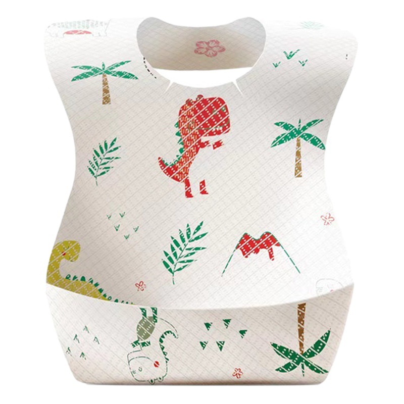 Cartoon Printed Children's Disposable Meal Pocket Bib Spit Towel Disposable Non-woven Fabric Bib Anti-dirty and Moisture