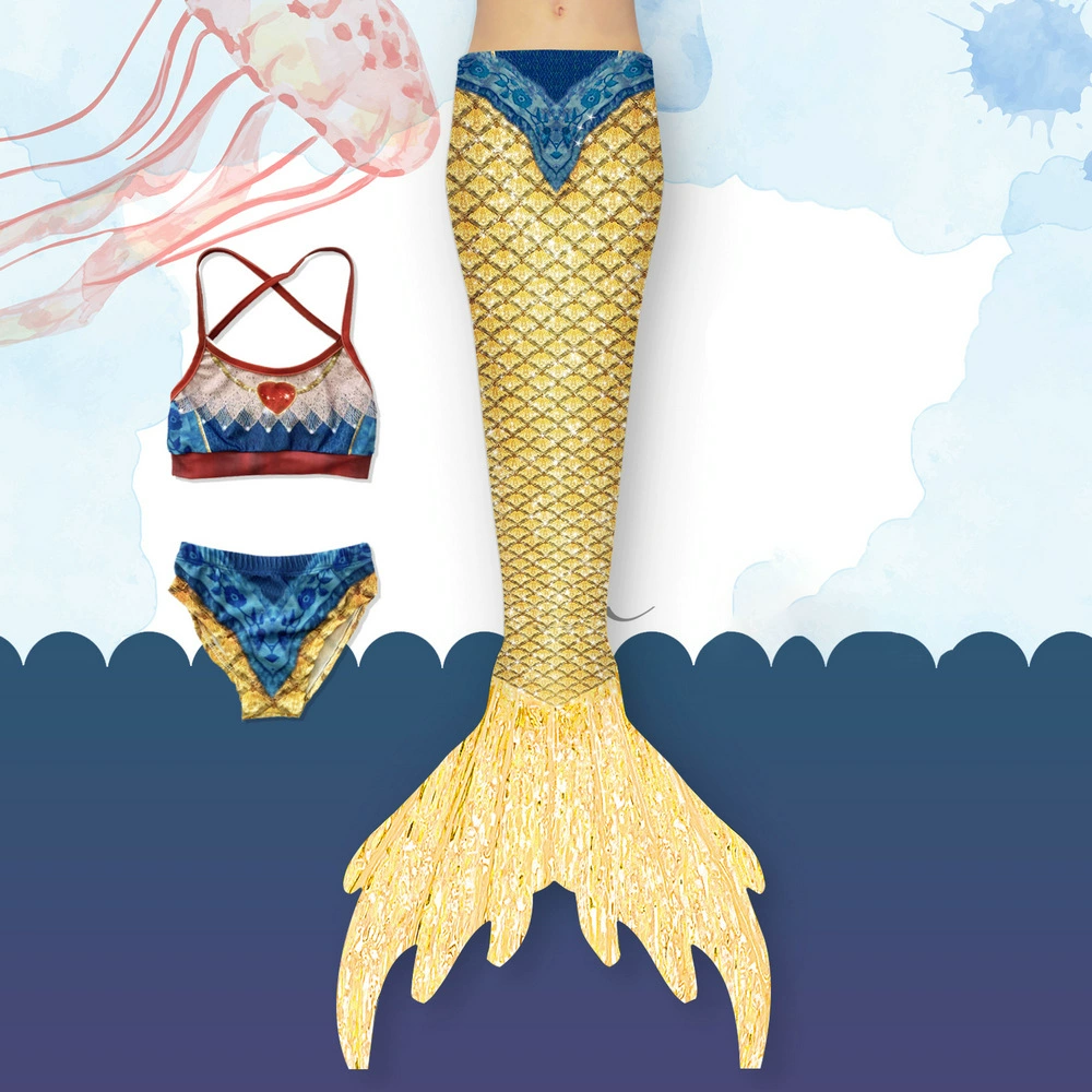 Детский купальник русалки Русалка без бретелек Рыбий хвост Платье принцессы для девочек Одежда