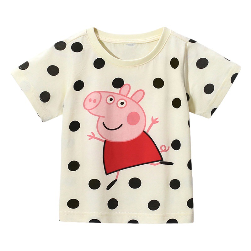 JOJO BEBE ropa para niños europeos y americanos verano nueva marca ropa para niños Camiseta cuello redondo algodón manga corta Camiseta de niña de dibujos animados