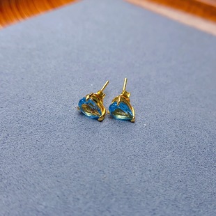 Factory wholesale explosions natural topaz earrings S925 silver inlaid main stone 5*7 selling Europe and the United States a generation of hair