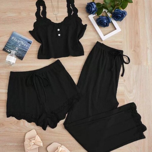 European and American lace, pit strip vest, trousers, pajamas, home wear, slim suit, autumn and winter women