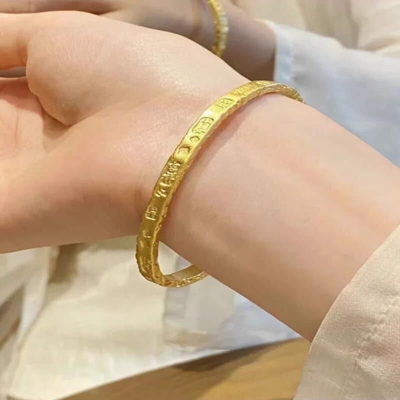 Ancient Gold Color Fortune-Attracting and Blessing Bracelet for Women, Niche Design, New Chinese Style Palace Bell Open Bracelet, Young Style Ancient Gold Color Fortune-Attracting and Blessing Bracelet for Women, Niche Design, New Chinese Style Palace Bell Open Bracelet, Young Style