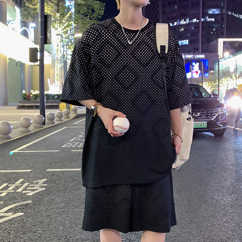 Traje deportivo casual hombre de verano camiseta de mangas cortas un juego de pantalones cortos ropa de moda 28010