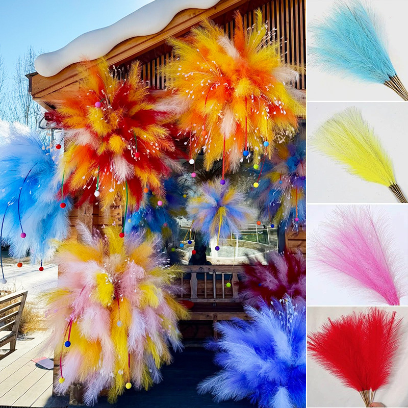 Trendy Decorative Daytime Fireworks Artificial Fake Feather Fireworks Reed Artificial Reed Grass Mall Display Wedding Background