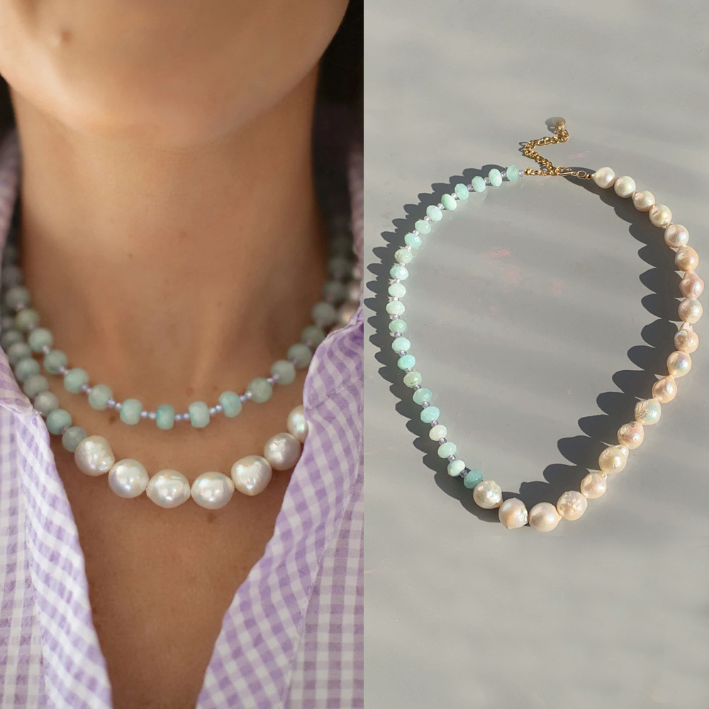 62g Weight Freshwater Pearl Pendant Material Necklace Classification Titanium Steel Chain Material 2 PCS/Package Quantity Beach, Tea Party Occasion Freshwater Pearl, Titanium Steel Material Geometric Pattern Women's Gender Beaded, Plating Design Elegant, Streetwear Style Elegant Streetwear Geometric Freshwater Pearl Titanium Steel Wholesale Necklace 无
