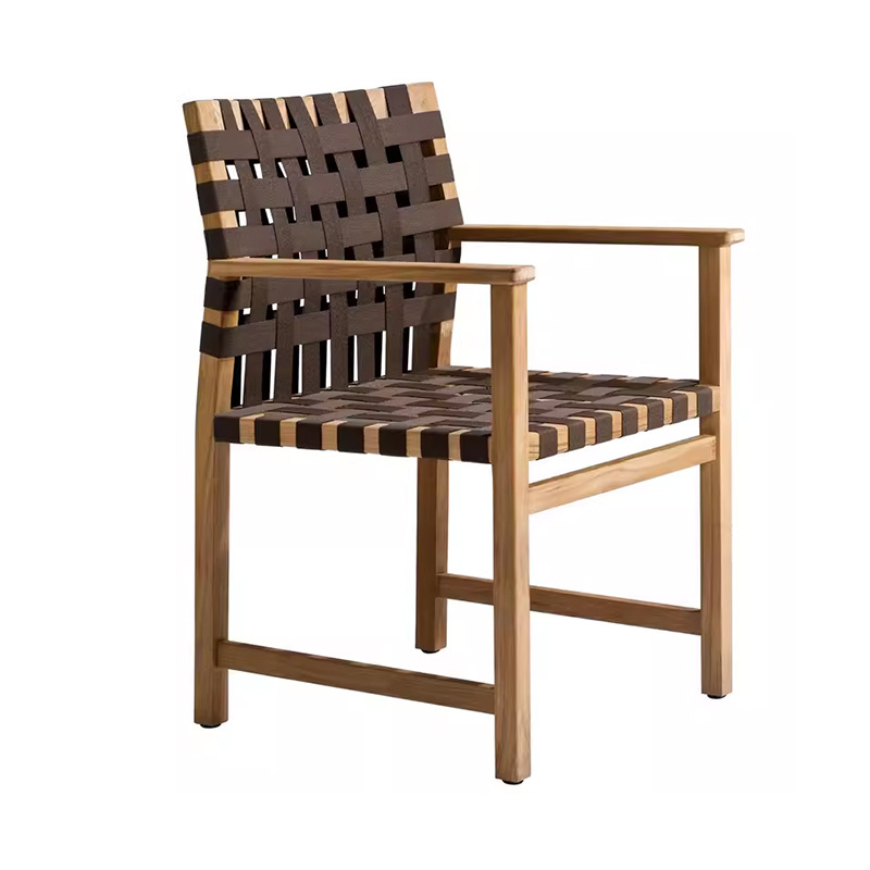 Mesa y silla de teca al aire libre anticorrosivo madera sólida alojamiento residencial patio al aire libre jardín ocio mesa larga impermeable silla de caña