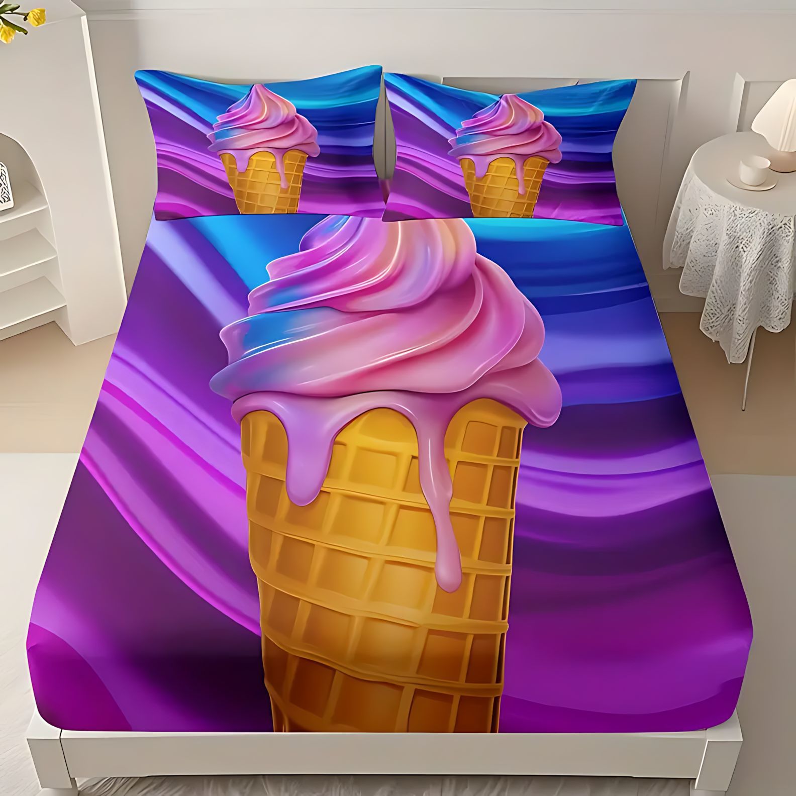 TEMU / JIT transfronterizo textil casero tema helado molido HD impresión digital cama cama