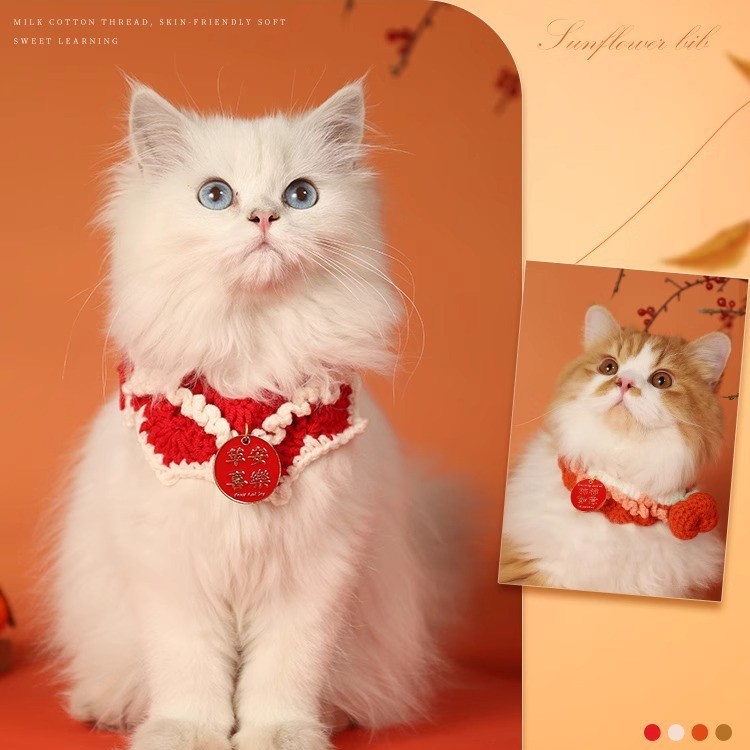 Ropa de gato Año Nuevo muñecas gatos gatitos invierno perros collares de Navidad Año Nuevo mascotas bufandas de otoño y invierno
