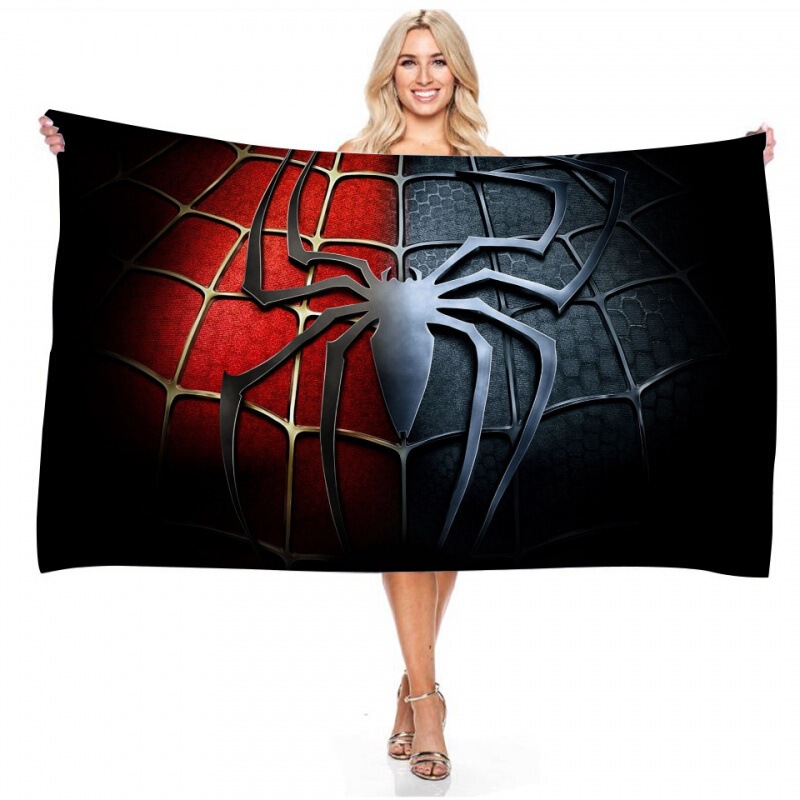 Cross-Border Direct Supply Marvel Spider-Man Series Digital Printed Rectangular Beach Towel Bath Towel Towel Placemat