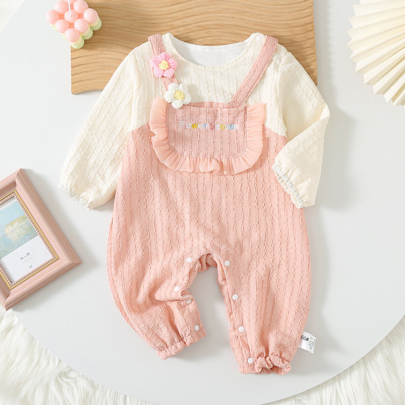 Correa para bebés falso dos piezas de ropa de primavera mono estilo occidental bebé primavera y otoño super lindo y lindo para salir mameluco