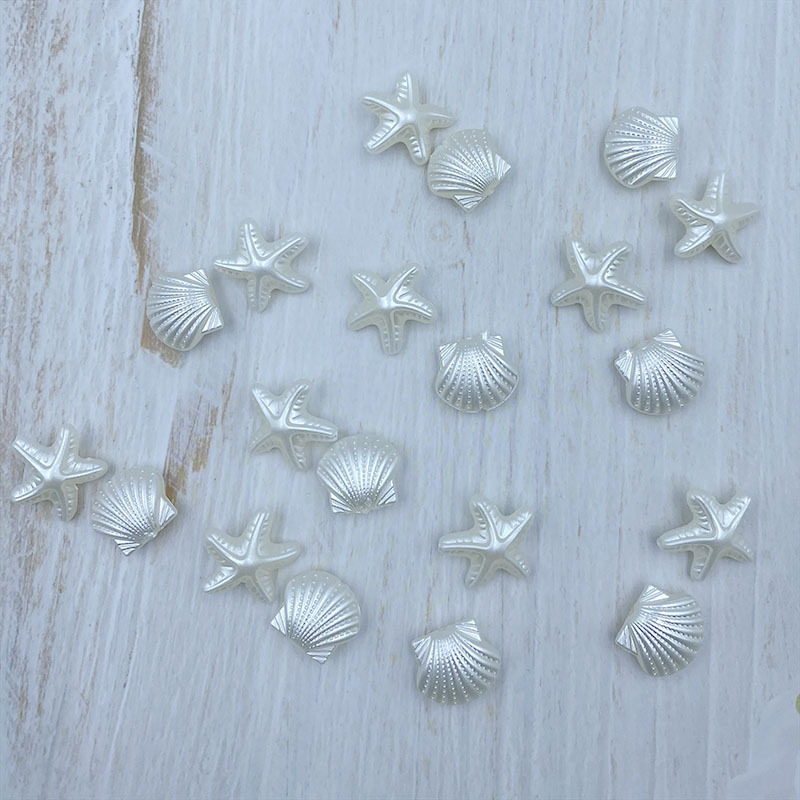 ABS imitation pearl starfish shell with hole in the middle DIY making hand string mobile phone case earrings hairpin nail accessories