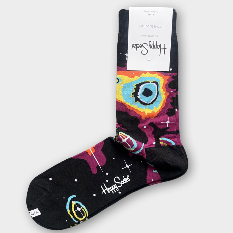 ハッピーソックス メンズソックス ミドル丈 コーマ綿 吸汗消臭 通気性 スウェーデン製 おしゃれ カラフル 薄手