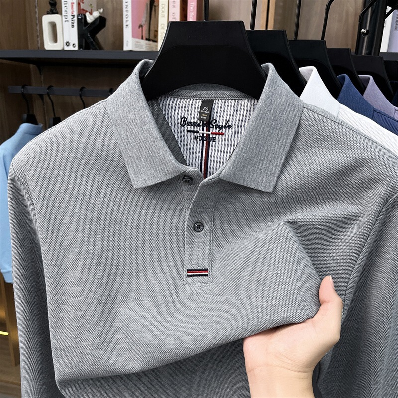 10A Antibacterial Xinjiang Pure Cotton Polo Shirt Men's Long-Sleeved 2026 Autum New Casual Breathable Cotton Men's T-Shirt