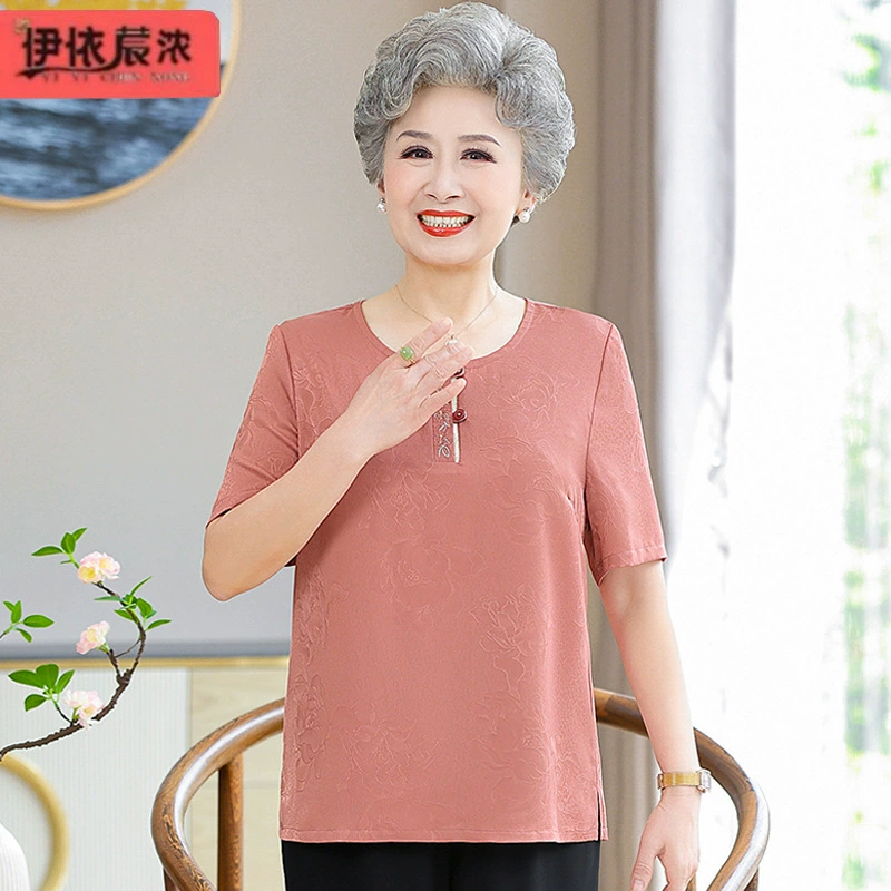 70-летняя бабушка летняя новая футболка с короткими рукавами топы