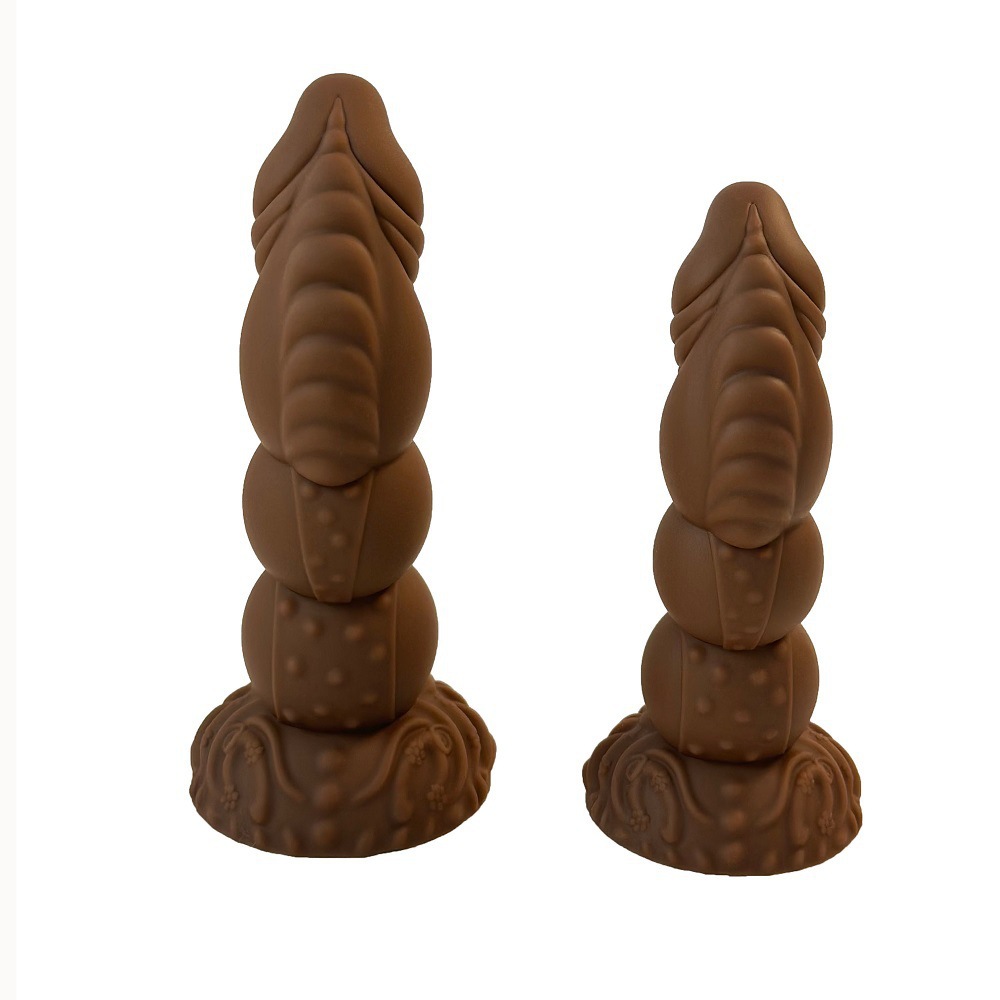 Huanlong Silicone Anal Plug, Large Special-Shaped Soft Vaginal Plug in Coffee Brown — detail image 2