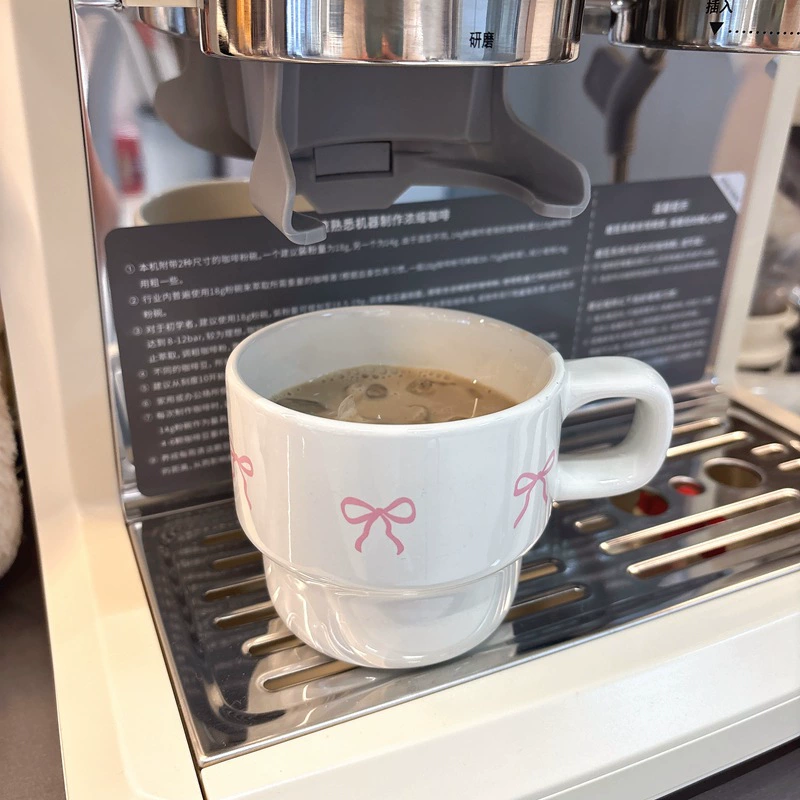 Детская кружка Ceramic Cup для кофе с короной сердце бантик Ins Wind Girl для холодного заваривания вкусного завтрака