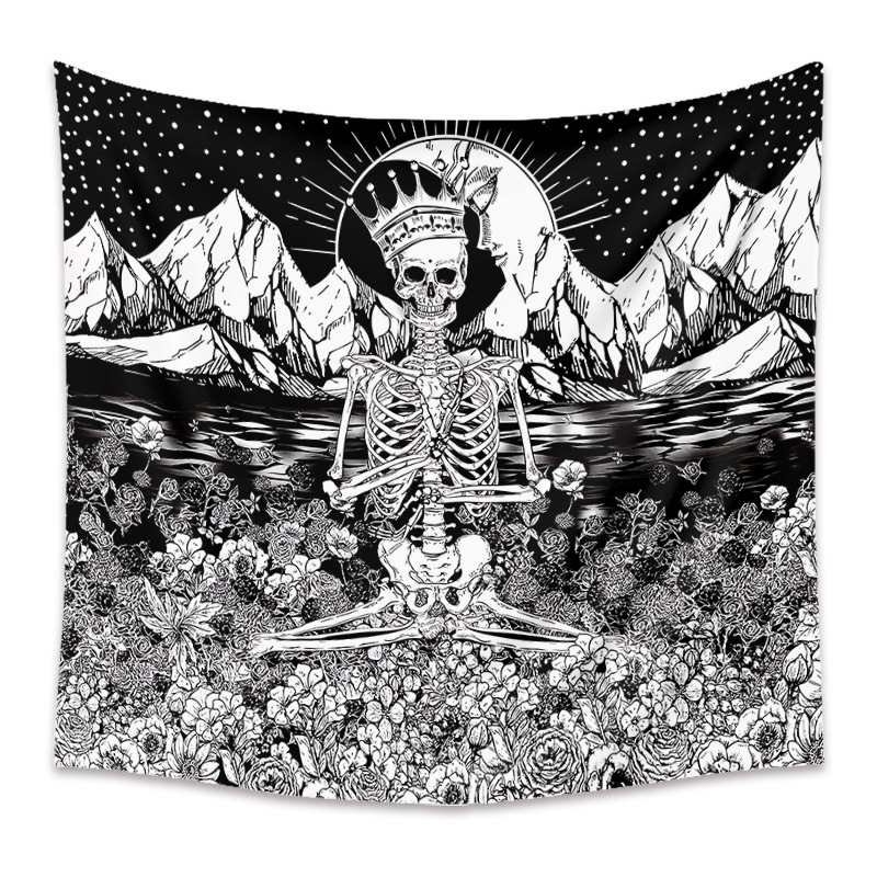 Vintage Skull Crown Contrast Color Room Decoration Wall Tapestry Wholesale Nihaojewelry display picture 11