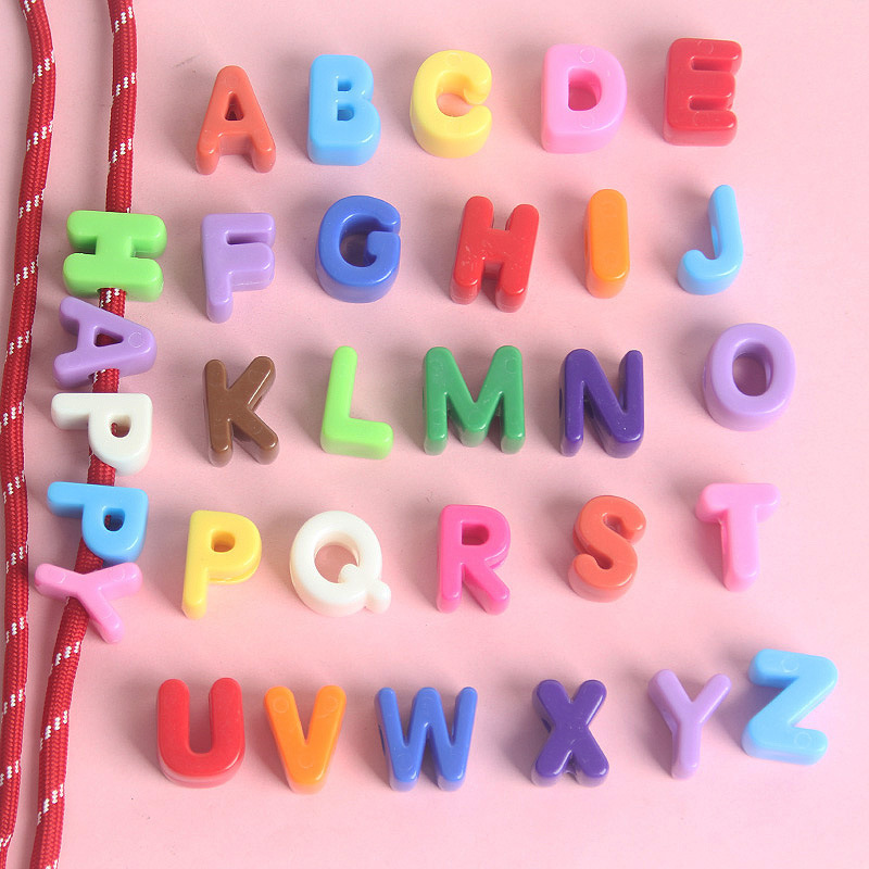 亚克力彩色26字母珠子串珠散珠手工diy手机链包挂钥匙扣饰品材料