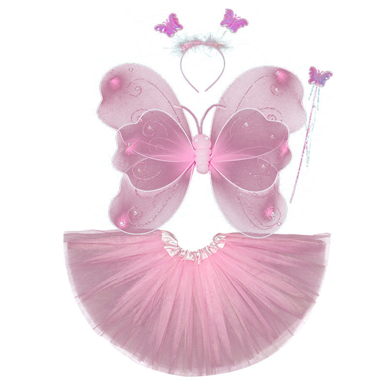 小女孩背饰天使蝴蝶翅膀儿童玩具魔法棒奇妙仙子表演演出服装道具