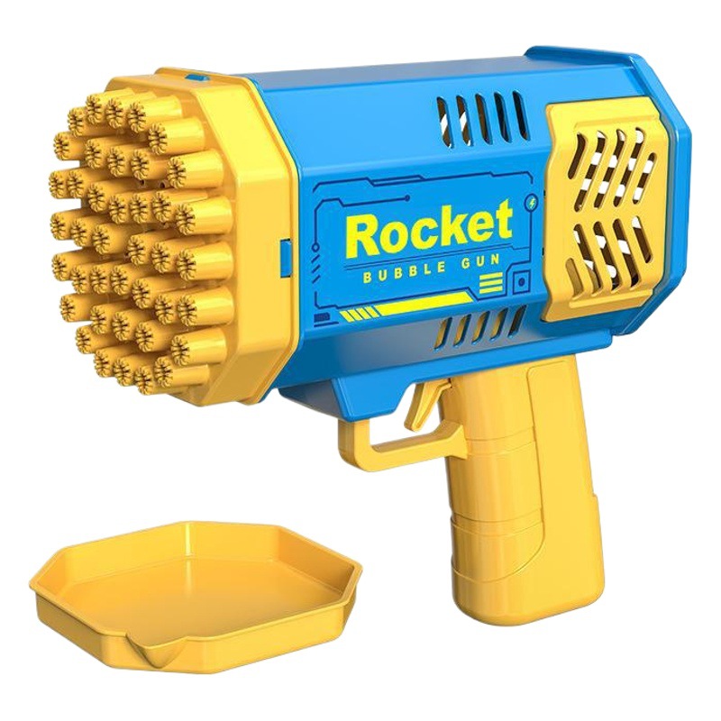 Venta caliente transfronteriza 40 hoyos luz espacial máquina de burbujas versión mini Gatling burbuja eléctrica de mano juguetes para niños
