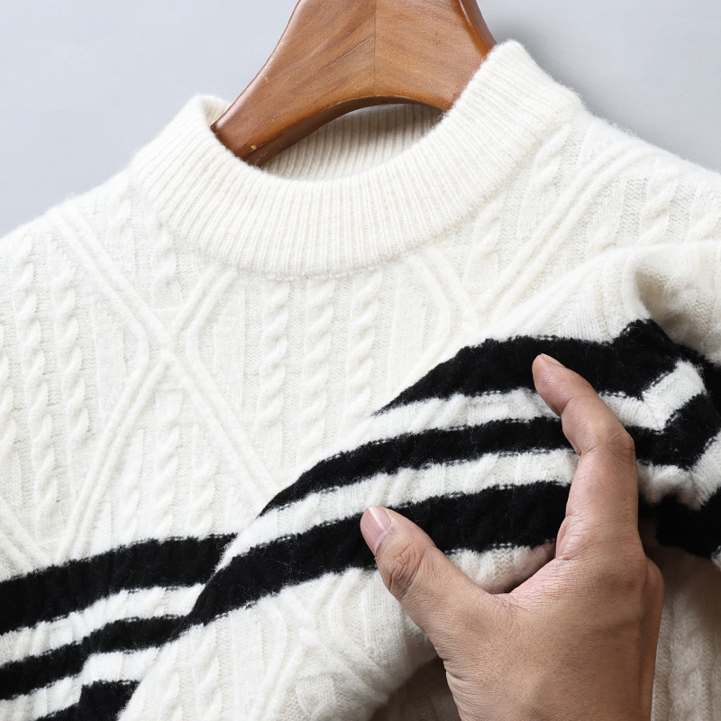 Outlet Clearance Winter New Cashmere Sweater Men's Thickened Crew Neck Knitwear High-End Casual Wool Sweater