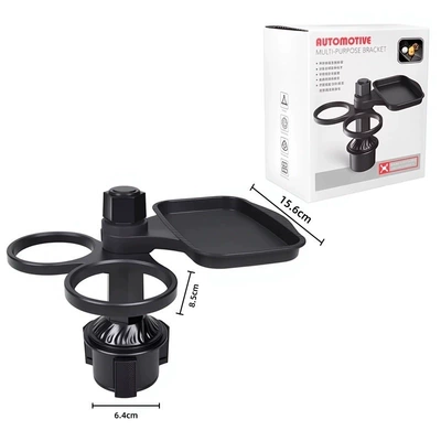 console storage rack, Car cup holder/beverage holder - black-tray-double-cup-holder