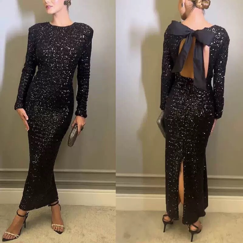 Cross-border foreign trade independent station Amazon 2023 new autumn and winter sexy backless sequined evening dress dress women Cross-border foreign trade independent station Amazon 2023 new autumn and winter sexy backless sequined evening dress dress women