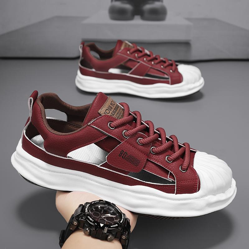 Sandalias de marca de moda, cabeza de concha, zapatos de pan con fugas, zapatos de marco deportivo nuevos para hombre, zapatos de aire de ocio de conducción juvenil