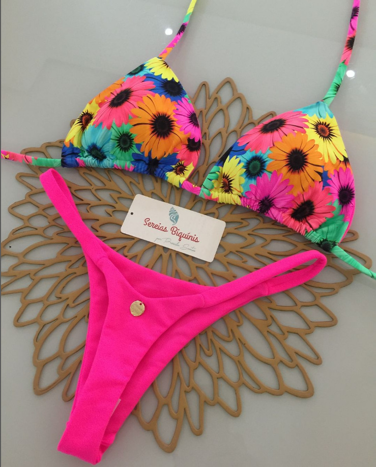 Low Waist Panties Waist Women's Flower Leopard 2 Pieces Set Bikinis Swimwear