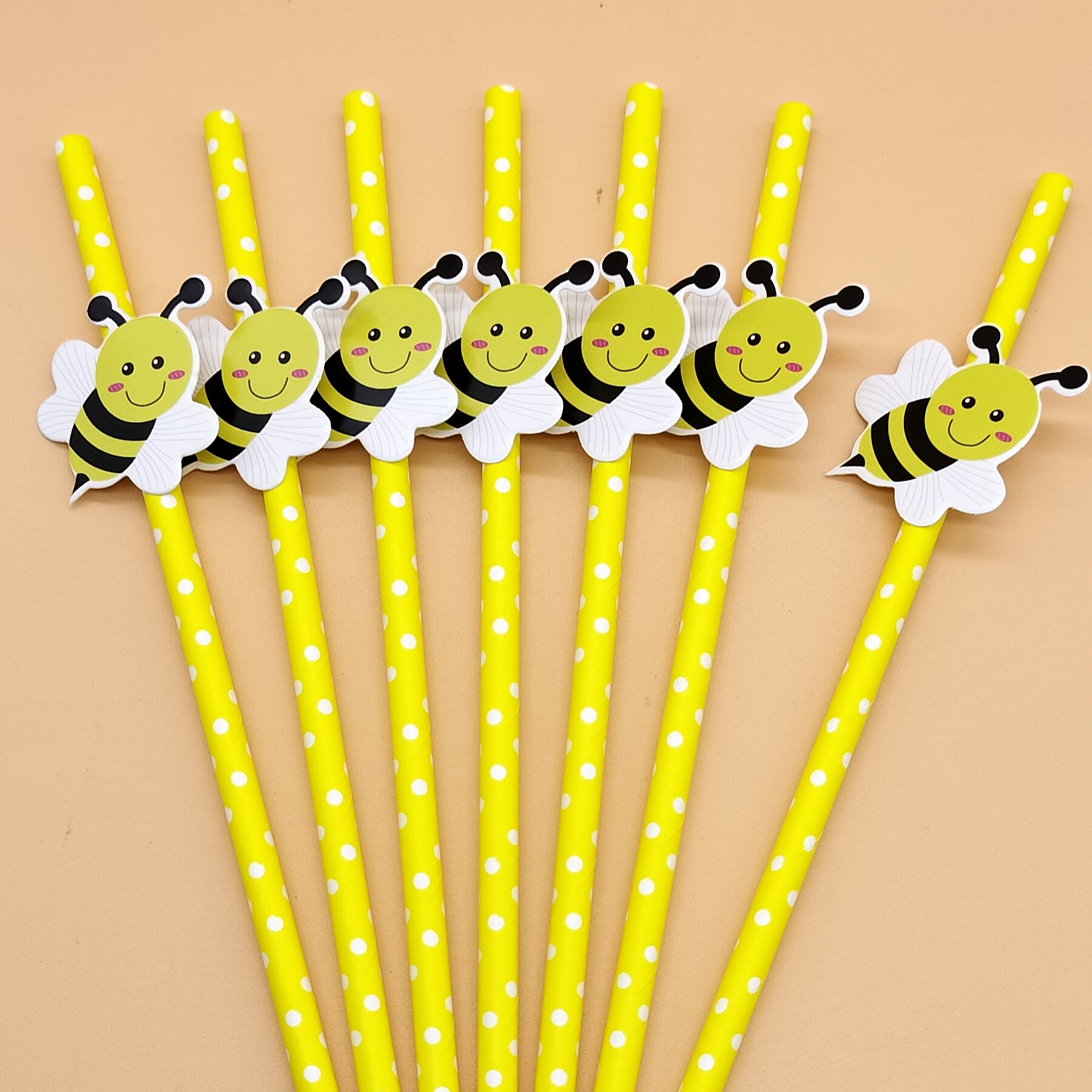 Internet celebridad paja abeja tarjeta desechable degradable papel paja postre leche té fiesta decorativa paja