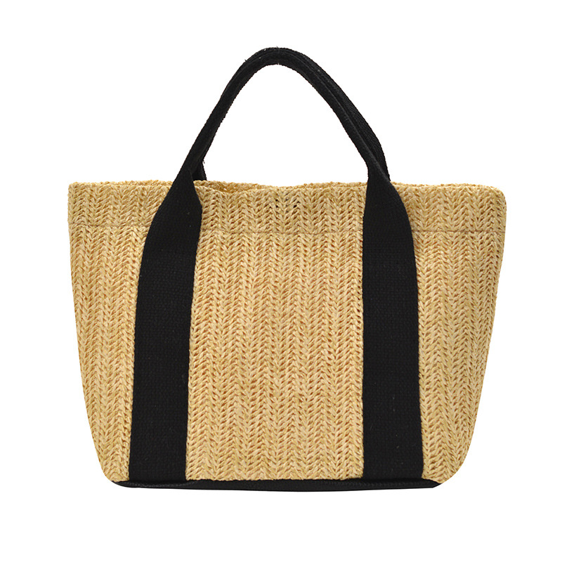 2026 nuevo bolso de paja de verano de gran capacidad para mujeres bolso de balde de tejido japonés simple bolso de playa de viaje