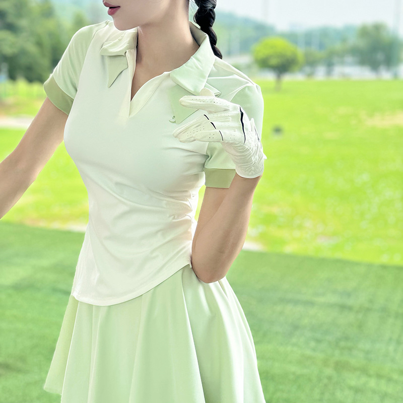 Tashi Golf Quick-Drying Breathable Short-Sleeved Women's Korean Style Slimming Look Golf Clothing Women's Elastic Short Skirt Tennis Feather