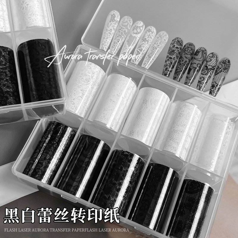 10 Grids New Lace Transfer Paper French Nail Art Stickers Black and White Sexy Lace Grid Nail Decoration Stickers Wholesale 10 Grids New Lace Transfer Paper French Nail Art Stickers Black and White Sexy Lace Grid Nail Decoration Stickers Wholesale