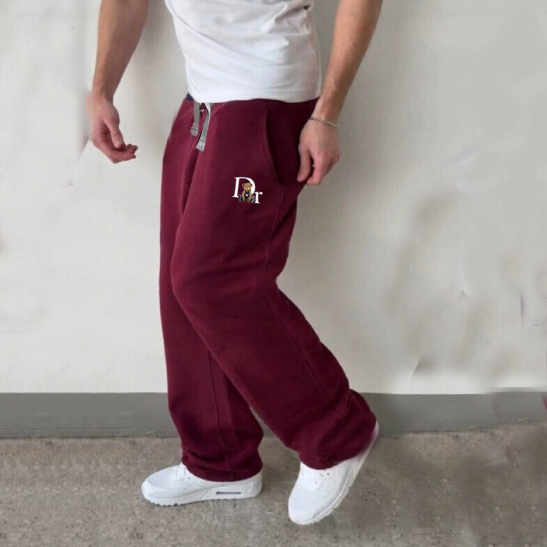 American Retro Embroidered Sweatpants for Men and Women, Loose Wide-Leg Sports Casual Pants, Autumn and Winter Fleece Street Style Versatile Style American Retro Embroidered Sweatpants for Men and Women, Loose Wide-Leg Sports Casual Pants, Autumn and Winter Fleece Street Style Versatile Style