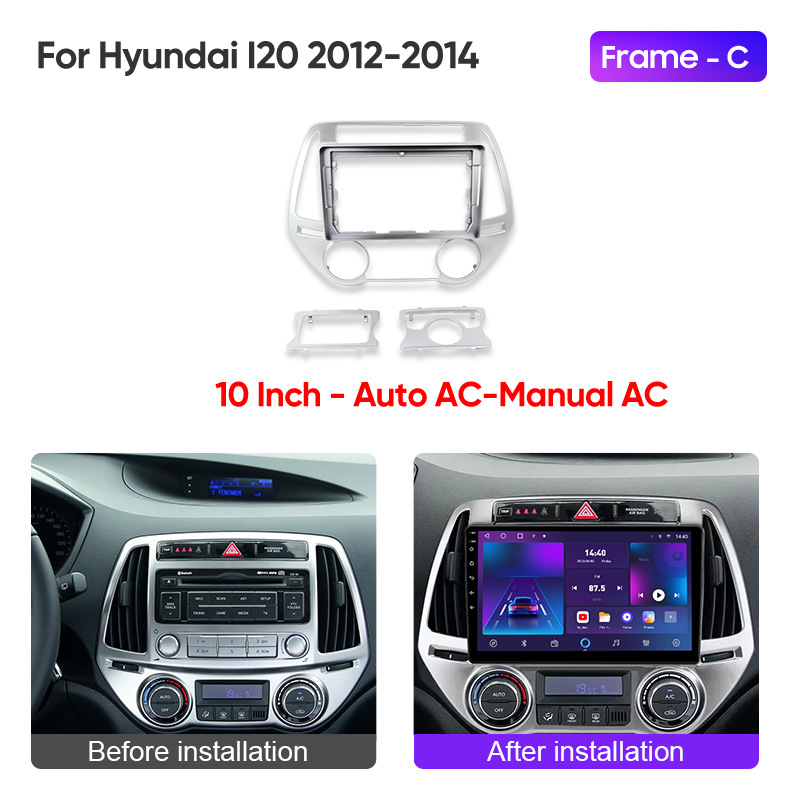 Car Central Control Large Screen Navigation Silver Face Frame Versatile Frame Modification Panel Suitable for Hyundai/I-20 Hyundai