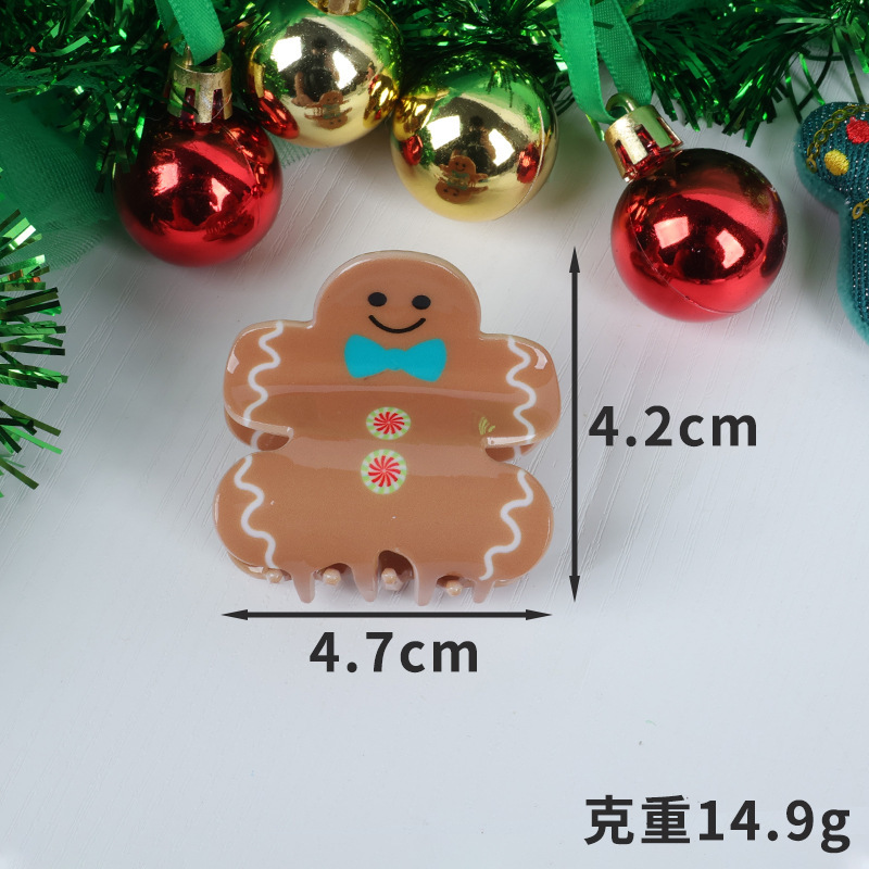 厂家批发新款圣诞节圣诞老人抓夹雪花发夹圣诞树发抓姜饼人鲨鱼夹|undefined